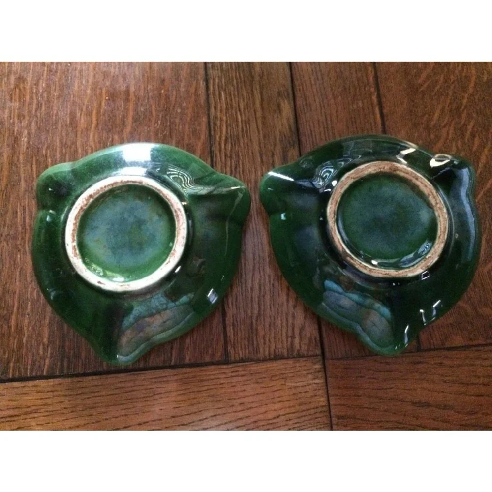 Danish Modern Ashtrays Moss Green Retro Tobacciana Man Cave MCM